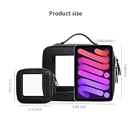 LETGO Clear Makeup Bags Set - TSA Approved Toiletry Bag with Handle Large Opening, Clear Toiletry Bags Case Pouch for Traveling Travel Car Orangizer Storage Essentials (Mini+Large Black)