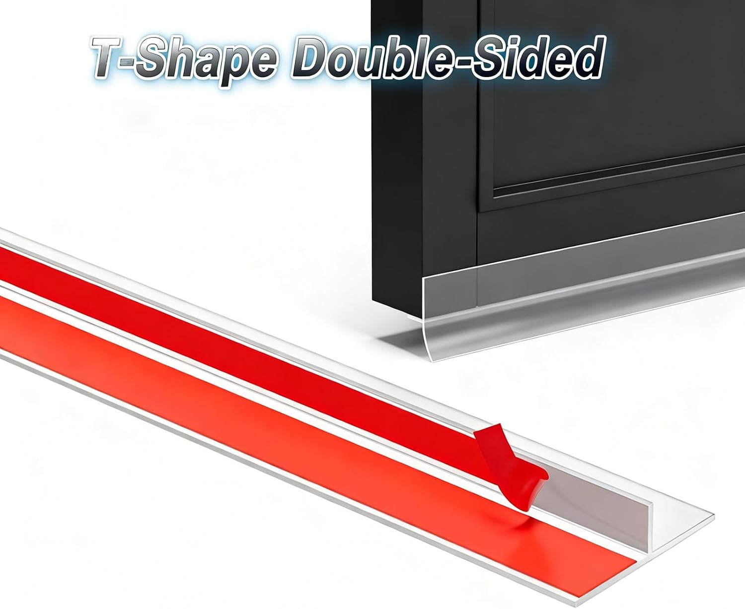 20FT T-Type Clear Weather Stripping, 1.97" Wide Silicone Door Seal Strip, Heavy Duty T-Slot Door Gasket, Sound-Reducing & Windproof Draft Stopper, Discreet Gap Blocker for Doors and Windows