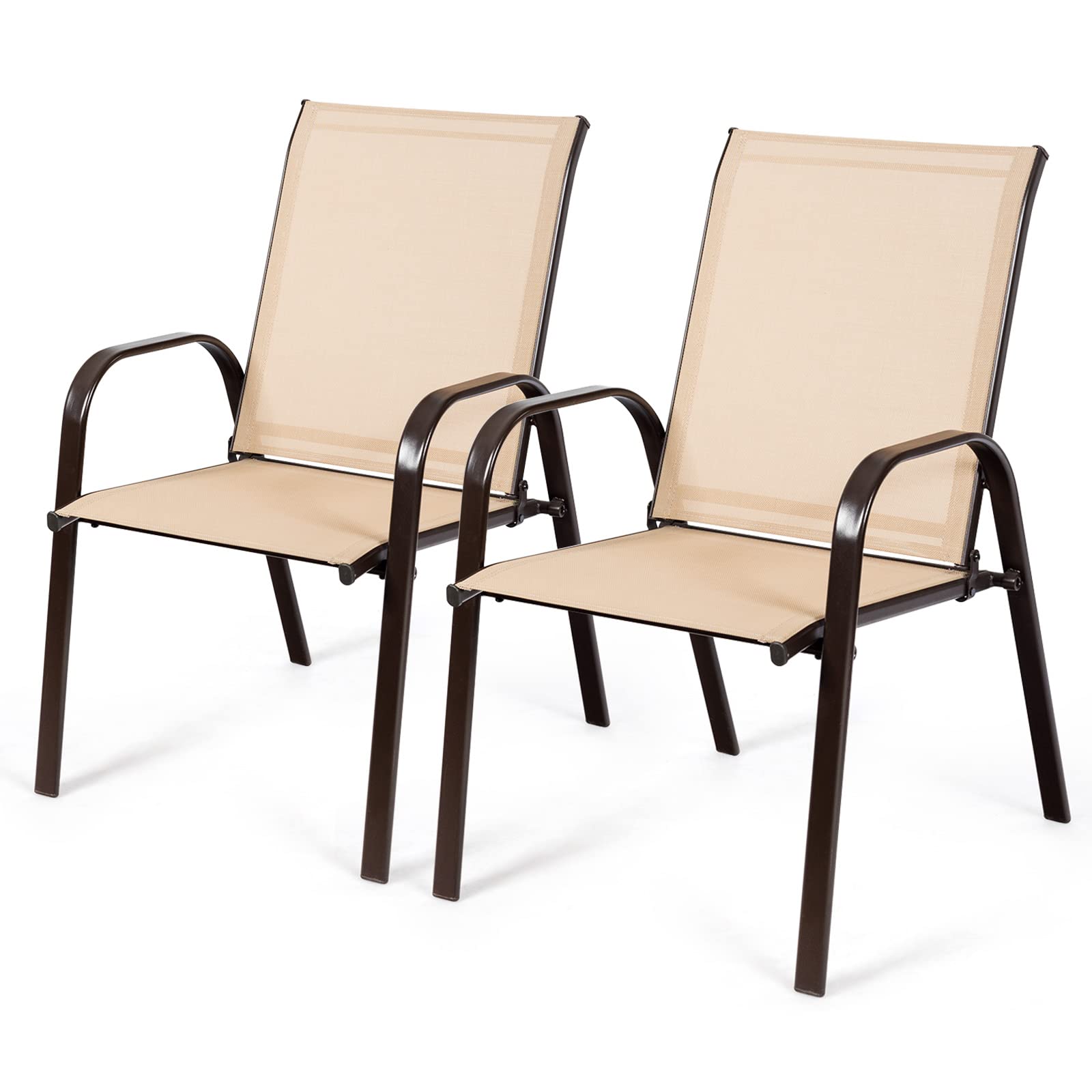 KOMFOTTEU Schommelstoel Set Van 2 - Ergonomische Buitenstoelen Met Ademende Stof