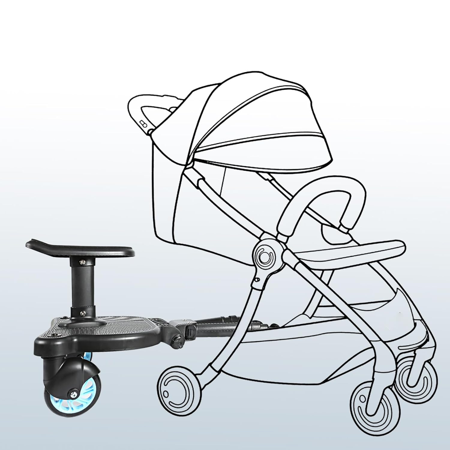 Patin carrito bebe universal Patinete con asiento para carro de bebé universal Tabla para carrito de bebe con asiento