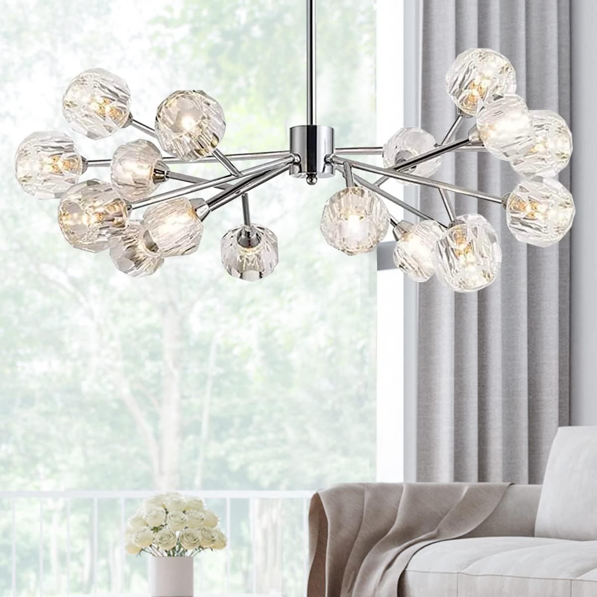 Crystal Chandeliers Modern Chandeliers Crystal Pendant Light with 18 Lights Chandeliers Extra Large Ceiling Light Fixtures for Dining Living Room, G9 Bulbs Included