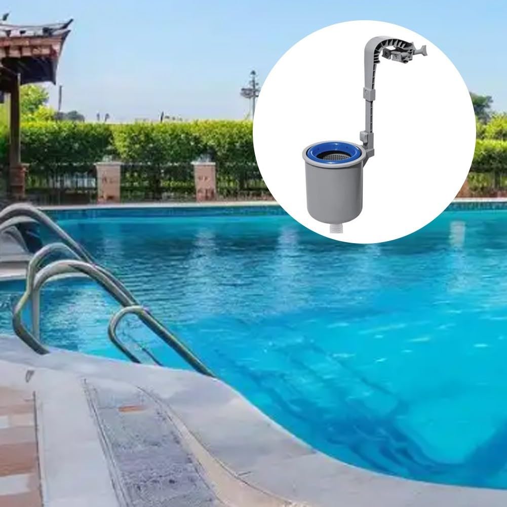 Skimmer regolabile da parete blu per piscina con robusto cestello in plastica, efficiente cattura detriti per la manutenzione della piscina interrata e fuori terra