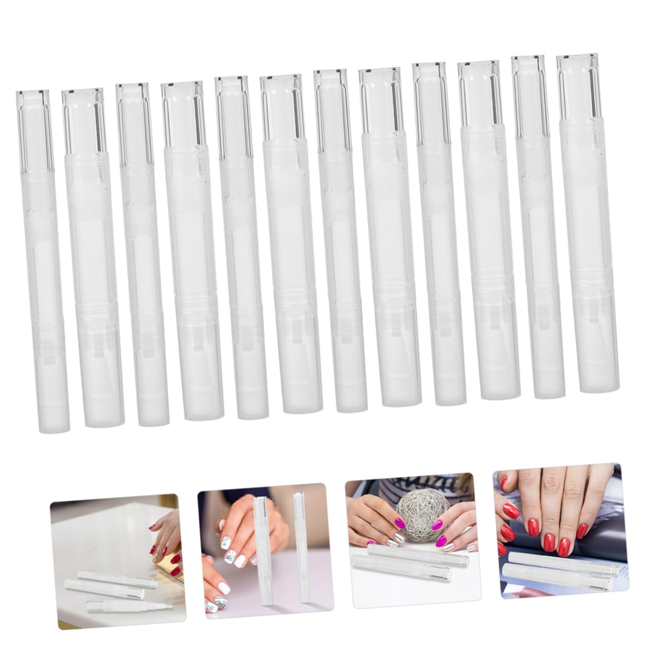 FOMIYES 12pcs Mini Empty Nail Oil Bottles Nail Polish Pen Cuticle Pen Lip Gloss Tubes Refillable Oil