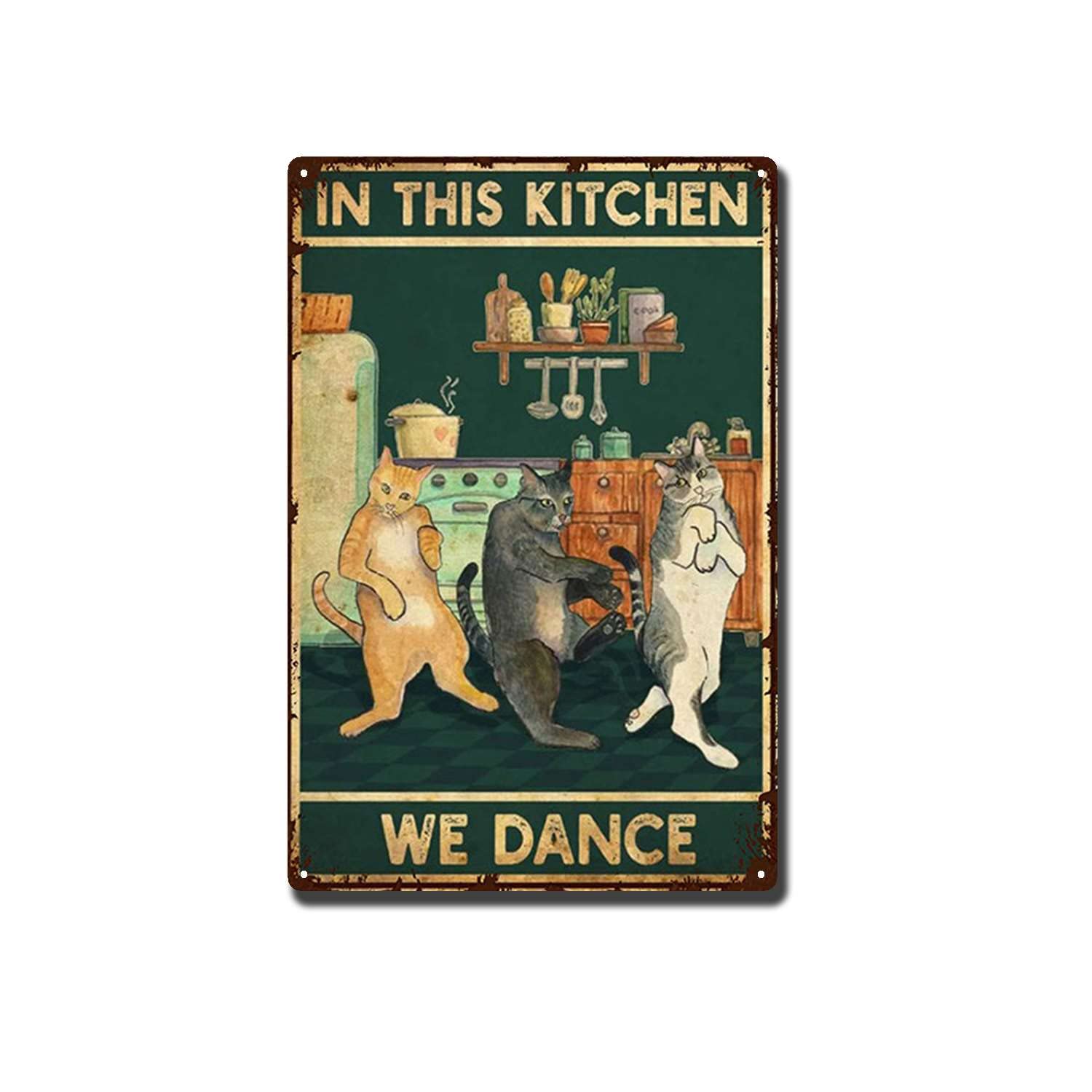 Amazon.com: YLUYINOM Tin Sign Funny Cat Kitchen Dance Vintage
