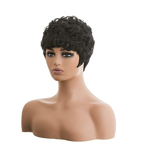 Miniatura 6 de DOcute Peluca corta de corte Pixie Afro, peluca negra natural para mujeres negras, pelucas cortas para mujeres africanas, pelucas cortas Pixie para