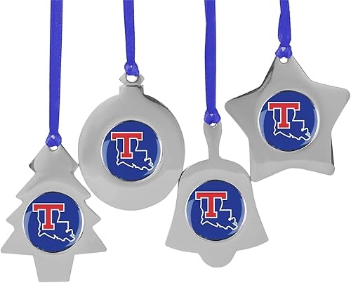 Miniatura 2 de Louisiana Tech Bulldogs  Paquete de regalo de adornos navideños  4 adornos de metal con logotipo