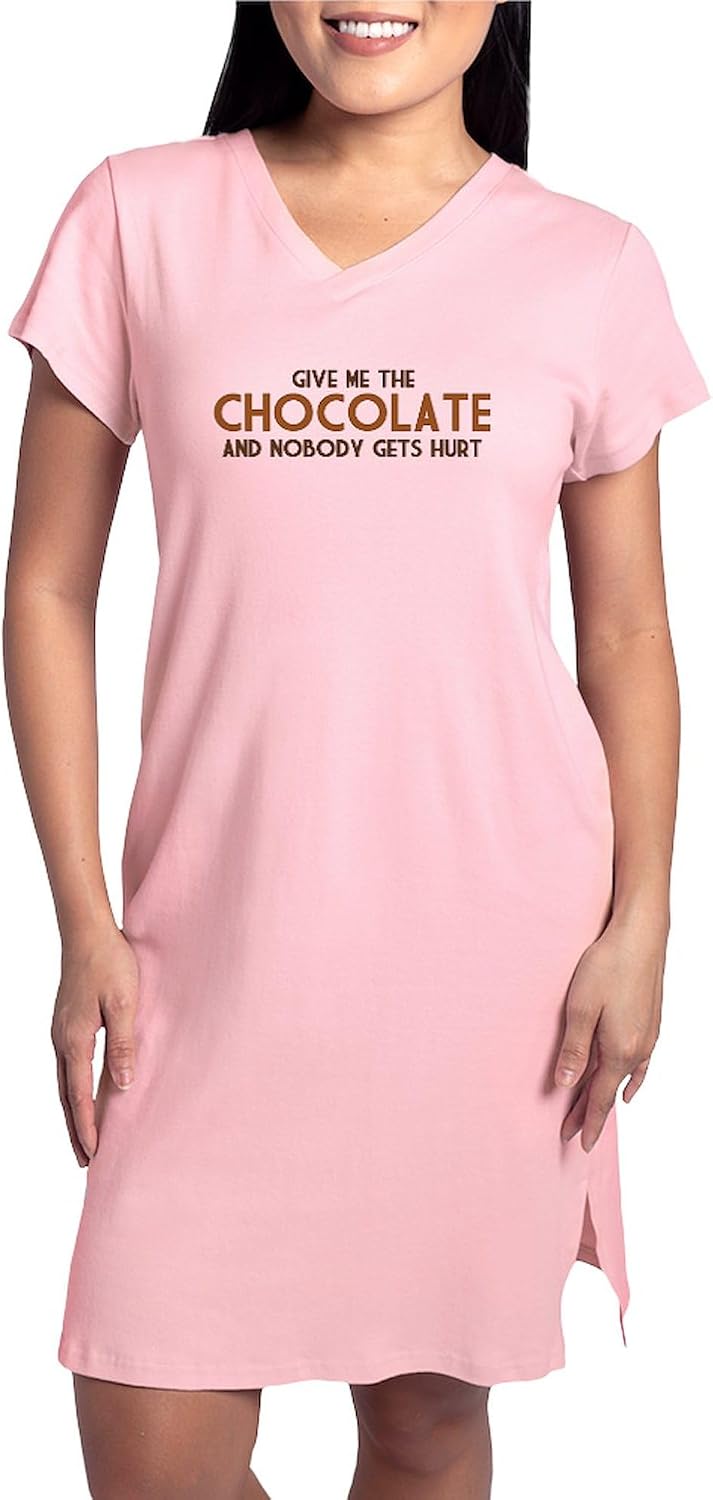 CafePress Give Me The Chocolate Women's Nightshirt, Soft Long Pajama Shirt, Cotton PJs/Pyjamas