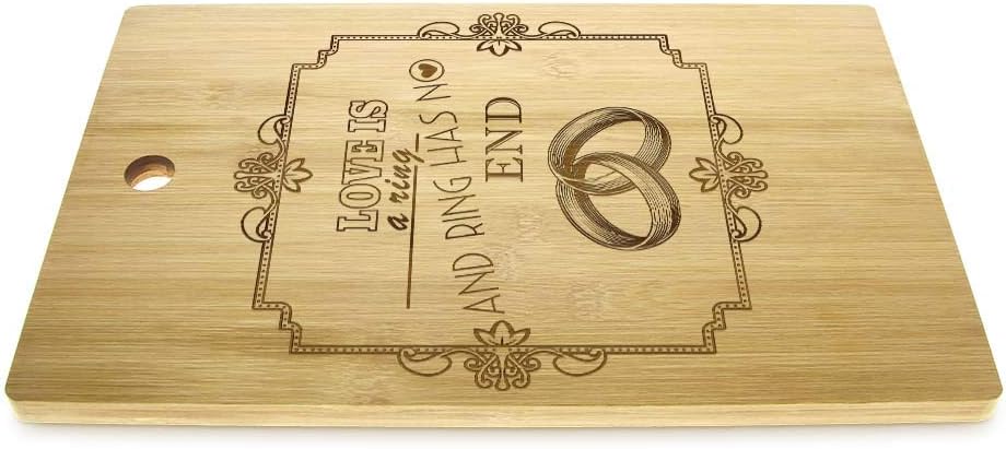 The Geeky Days Wedding Rings Romantic Quote Personalized Wood Chopping Board Mr and Mrs Heart Beat Ring Bamboo Cutting Board