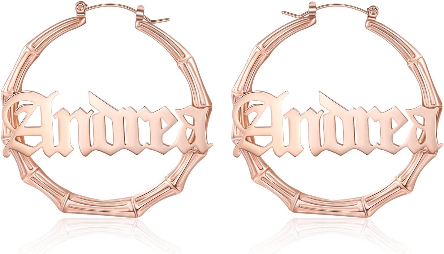 925 Sterling Silver Custom Name Earrings Personalized Script Initials Hoop Earrings Jewelry for Women Personalize with Any Name