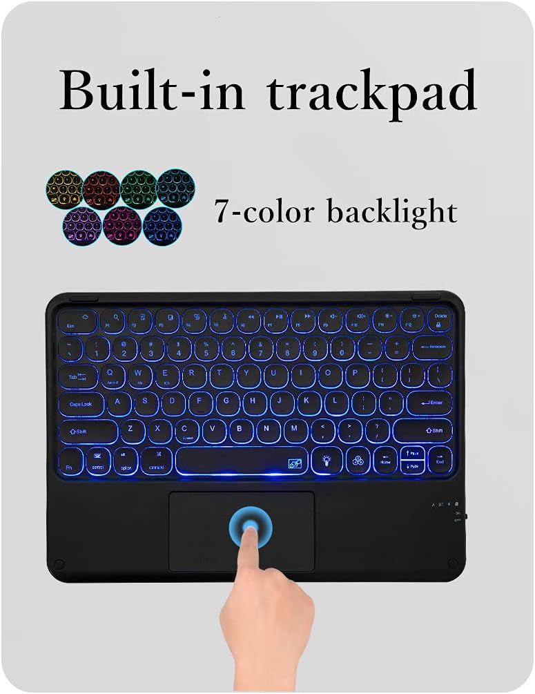 iPad Pro 12.9 5th Generation Magnetic Case with Touchpad Keyboard 7 Colors Backlit Detachable Keyboard Round Key Built‑in trackpad Clear Back Cover for Pro 12.9 inch 5th Gen 2021 (Pink)