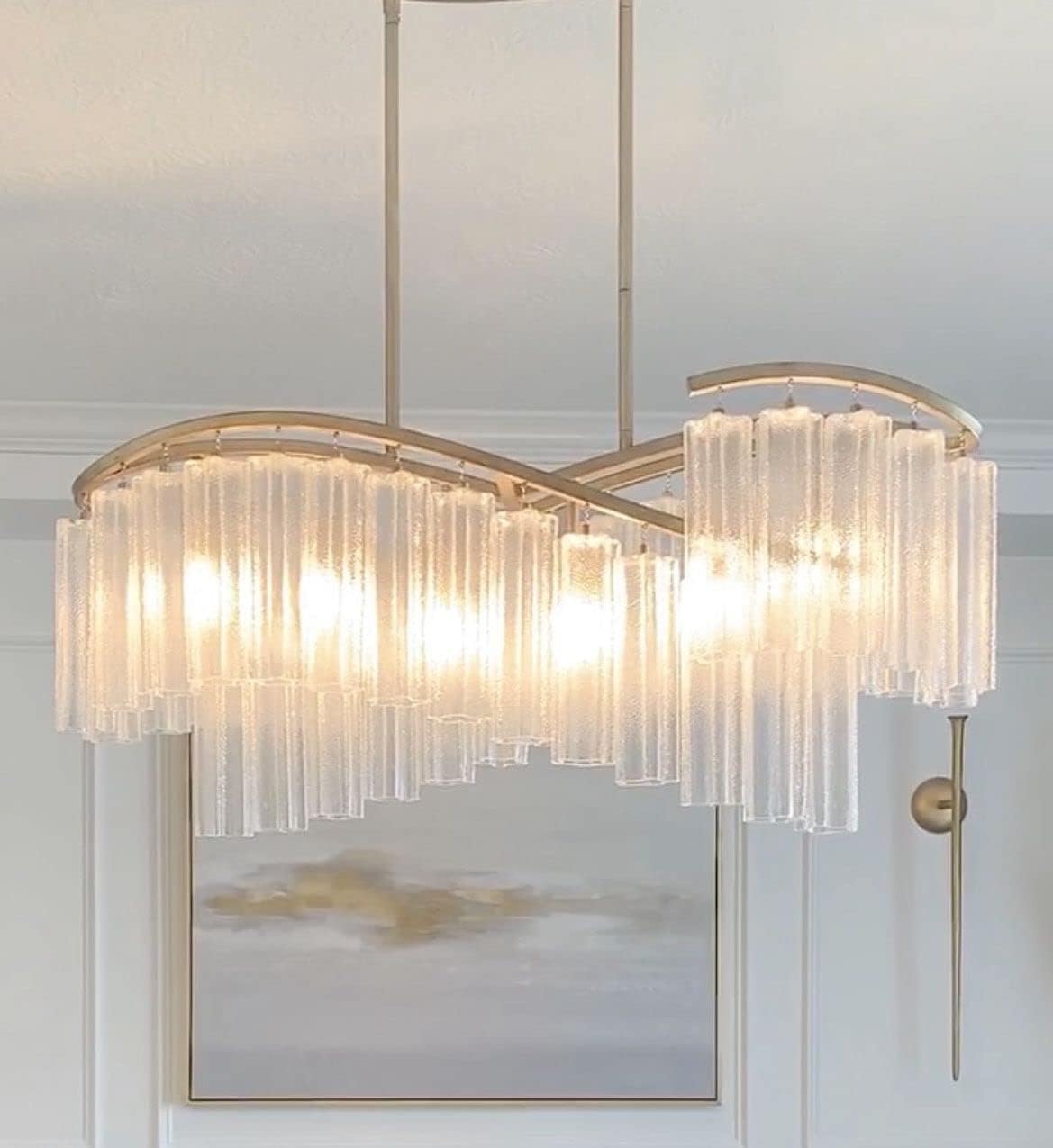 Maxim Lighting Victoria 6-Light Chandelier | Golden Silver Steel Finish | Waterfall Glass Shade | Contemporary Indoor Light Fixture | Ideal for Dining Rooms & Entryways | 39579WFLGS