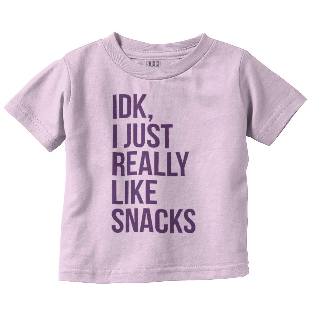 IDK I Just Really Like Snacks Funny Toddler Boy Girl T Shirt Pink