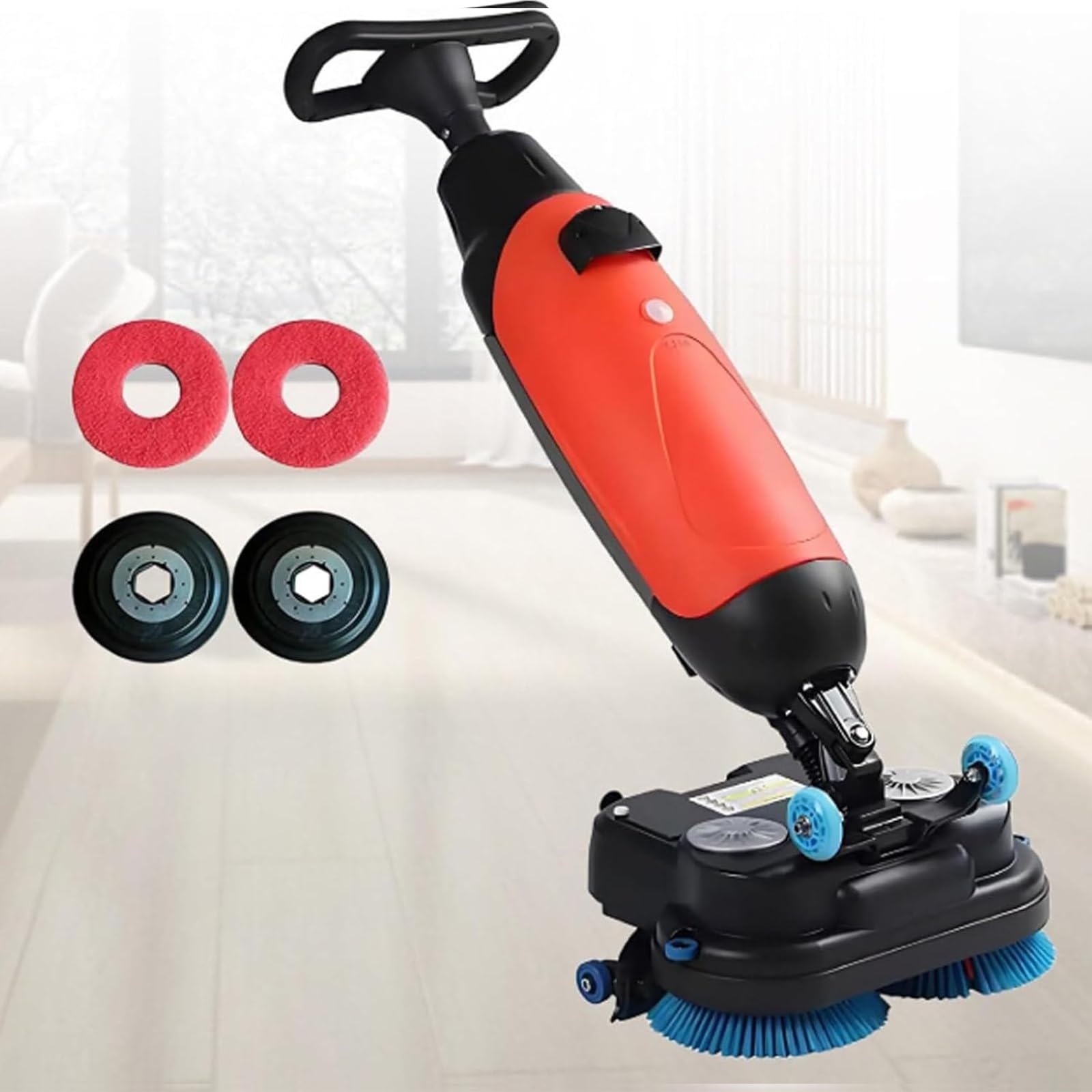 Fregadora Aspiradora Industrial A Batería 36V, Limpiadora De Suelos Profesional Con Cabezal Doble, Ancho 17", Depósitos De 4,5 Litros Y 7,5 Litros, Para Uso Intensivo En Almacenes Y Fábricas(Red)