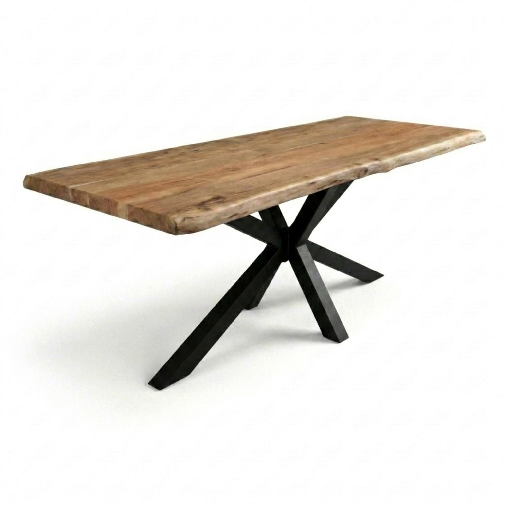 SAM Esstisch Cali 180x90 cm Akazie Natur Spider-Gestell schwarz | Baumkantentisch massiv, Akazienholz naturfarben, Esszimmertisch, Industrial-Design