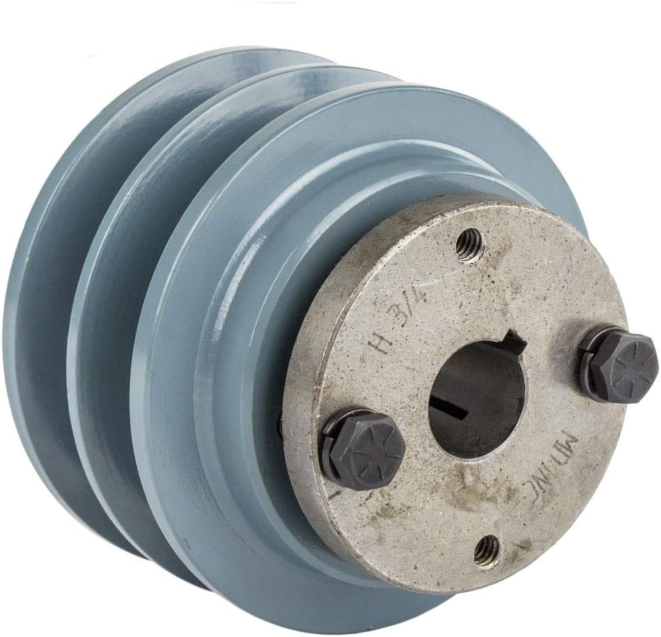 Cast Iron 3.35 Dual Groove Belt B Section 5L Pulley w/ 3/4 Sheave Bushing