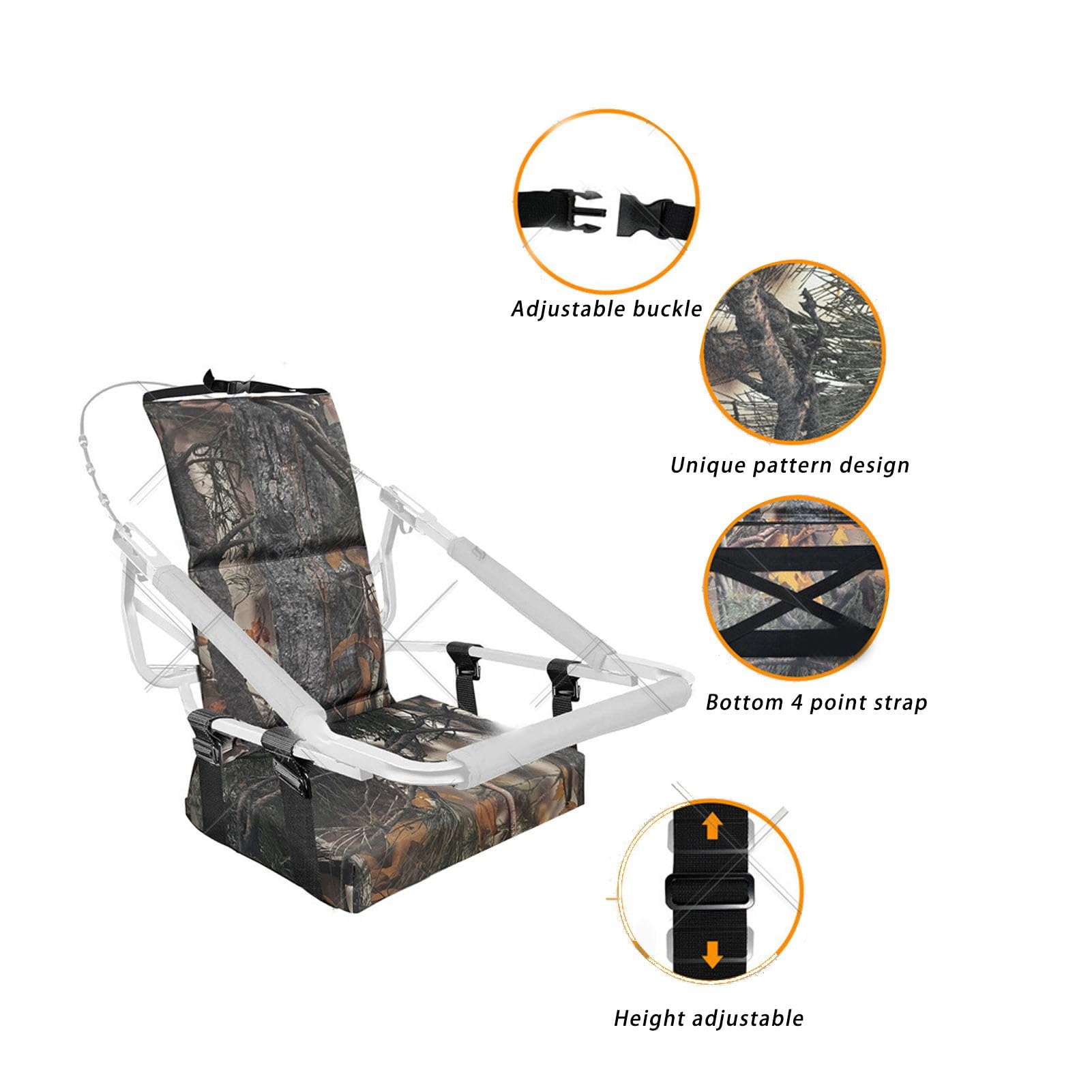 Silla Plegable para árbol de Caza, Tamaño Ajustable, Esponja Gruesa de Tela Oxford para una Posición de Espera Cómoda