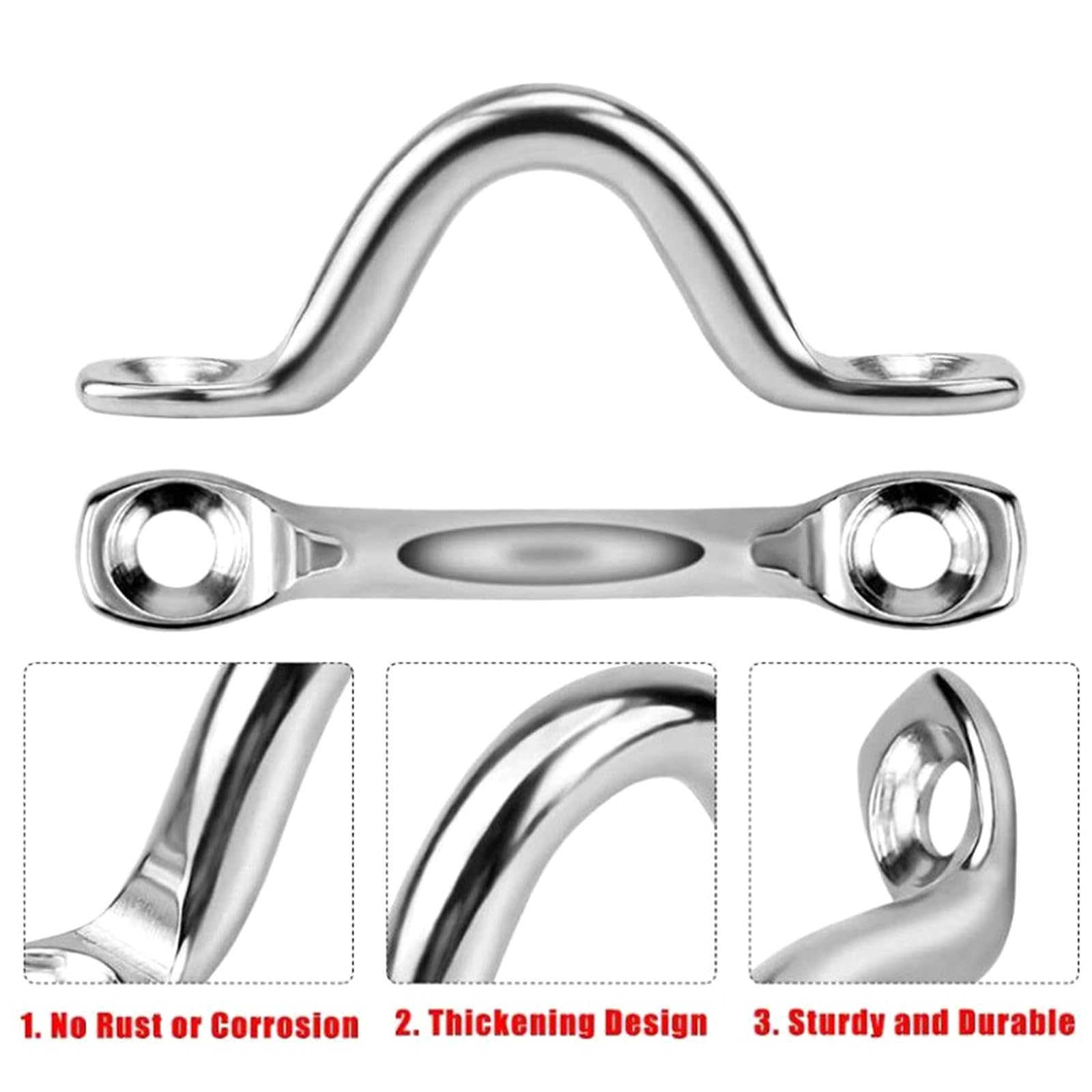 PTILSERY 16pcs Barca Top Pad Occhio Acciaio Inox Eye Strap Tie Down Kayak Deck Loop Ancore Punto per Kayak Canoe Rigging