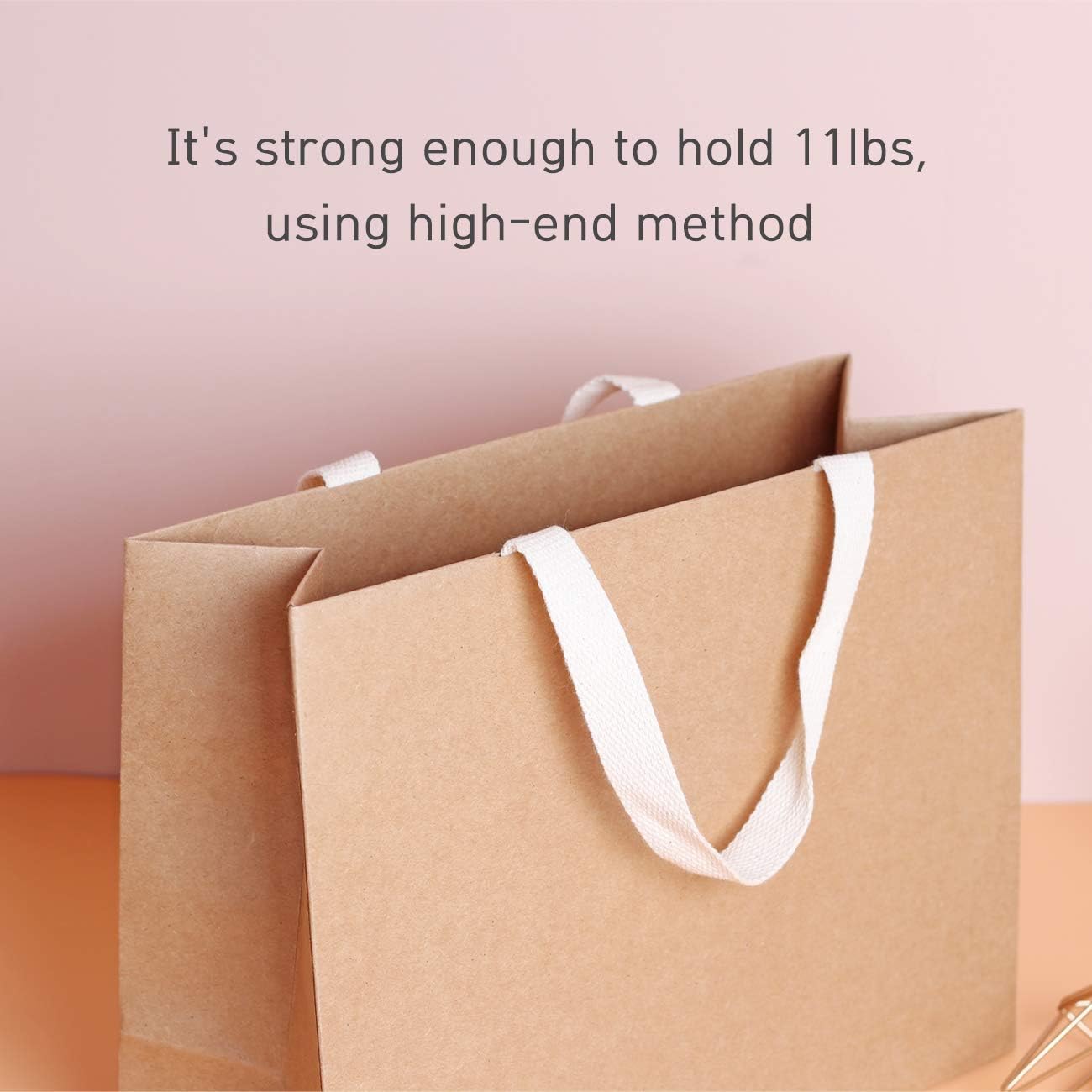 12pcs 11.8x4.7x9" (2) Medium Size, Natural Brown Paper Bags with Cotton Handles, Thick Sturdy Durable Gift bags - Image 8