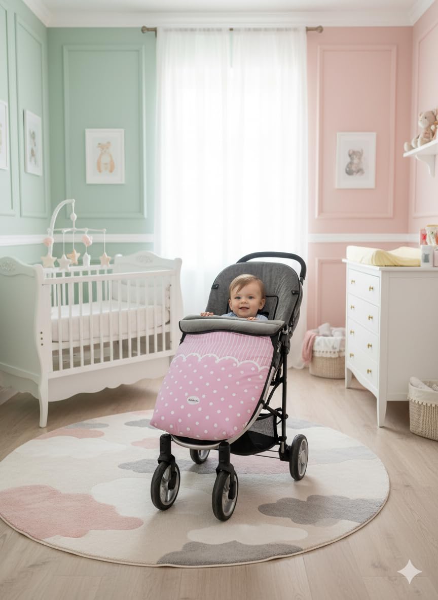 Baby Star Saco Silla de Paseo Universal rosa, Saco Bebe Invierno con Polar extrasuave, Saco Carro bebé Impermeable, Desmontable y Transpirable, Doble Apertura, resistente hasta -15 grados