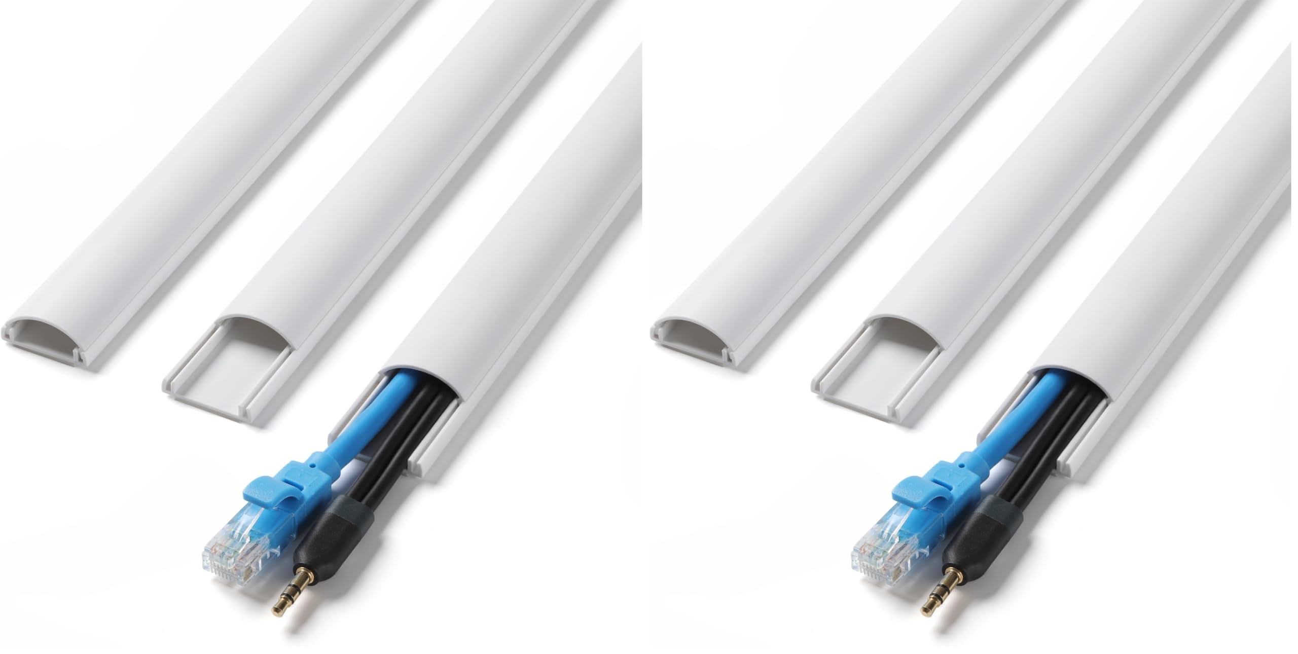 ZhiYo 42.5in Cord Covers for 1-2 Wires on Wall, 1" W x 0.4" H, White (Pack of 2)