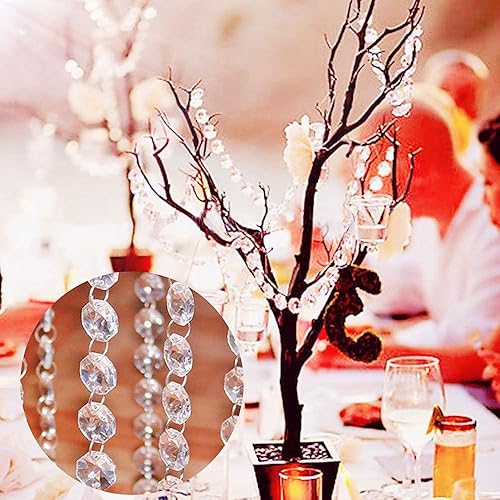 Miniatura 4 de Cuentas de prisma octágono de cristal de 8.5 pies (8.5 ft) de 0.630 in - 2 agujeros de cadena de cuentas octágono de cristal transparente para