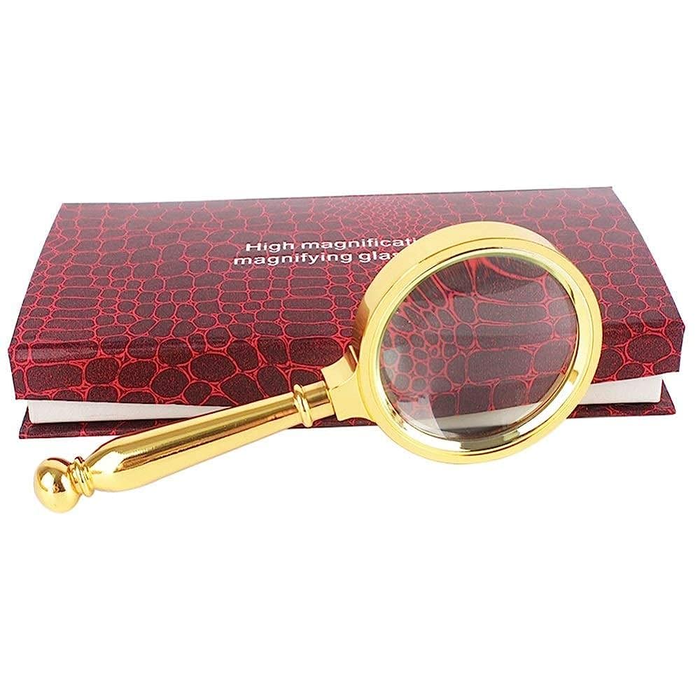 asdchZen Magnifying Glass,Hand Held Classic Magnifier Lens Reading Aids Glasses For Partially Sighted Or Anymagnifier/Metallic