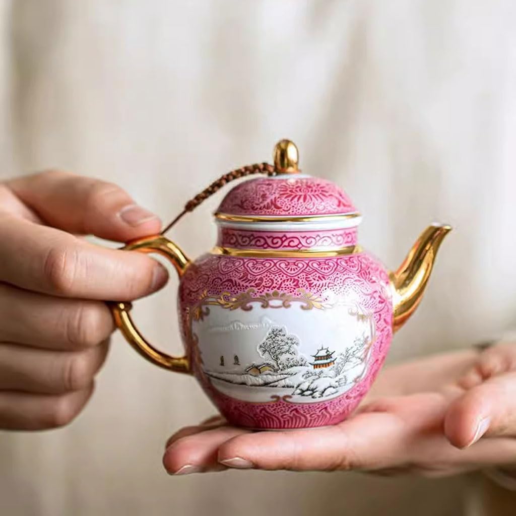 Dzbanek do herbaty Czajniczek emaliowany Kwiatowy nadruk Czajniczek Ceramiczny zestaw do herbaty Czajniczek Czajniczek Zestaw do herbaty Kung Fu Czajniczek z filtrem Czaj
