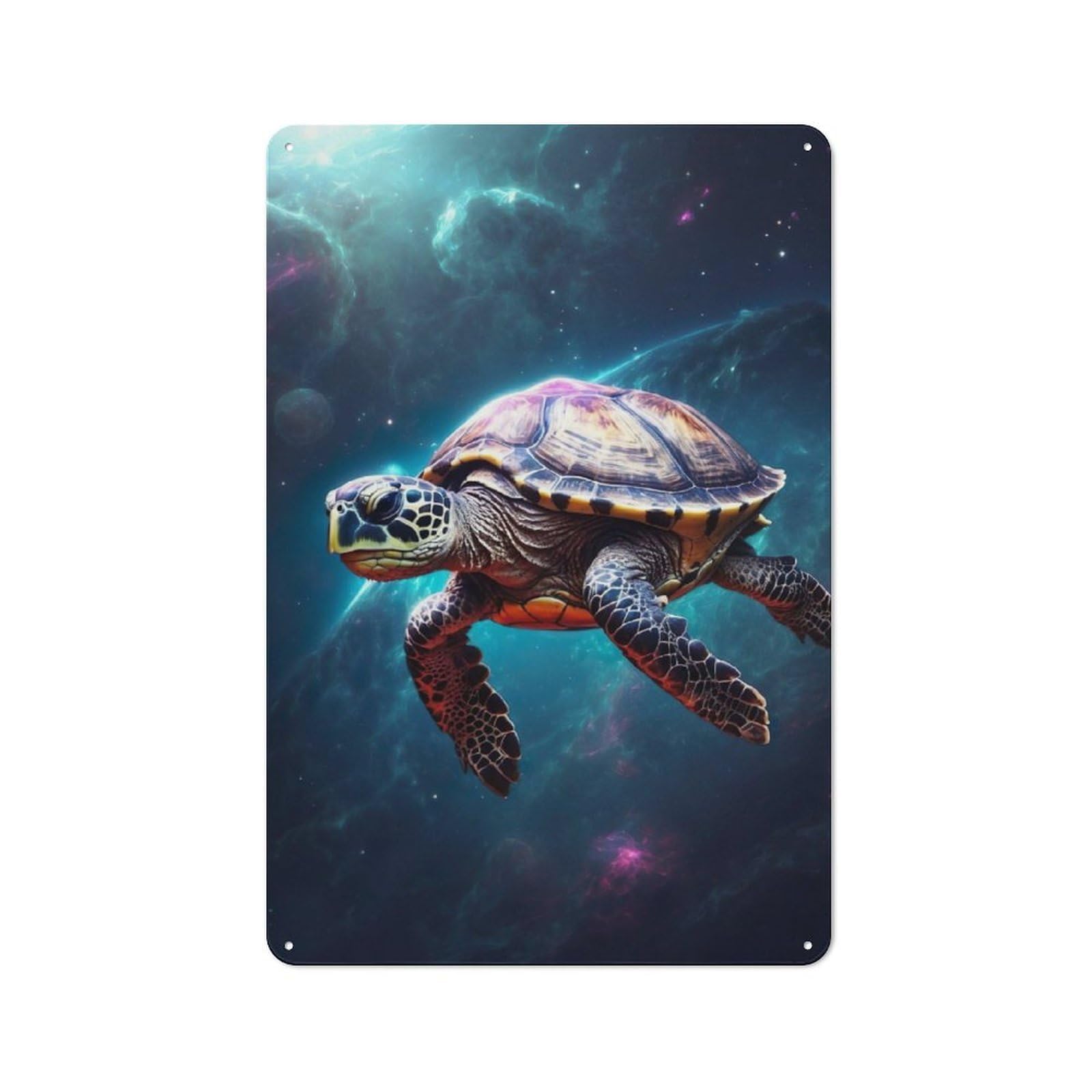 Junmoney Space Turtle Sea Animal Retro-Style Tin Sign 30X20cm For Home Bar Wall, With Clear Retro Wall Decor Character