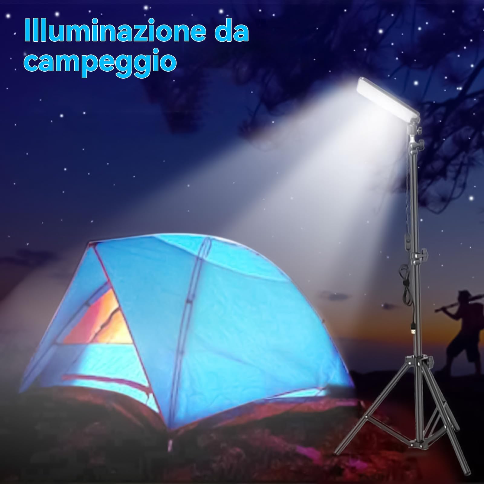 Luce Da Campeggio Con Treppiede | Lampada Barbecue Con Treppiede Telescopico,Lampada Lavoro Esterna Regolabile con per Pesca Notturna Patio Garage Interno Laboratorio Capanno Caccia