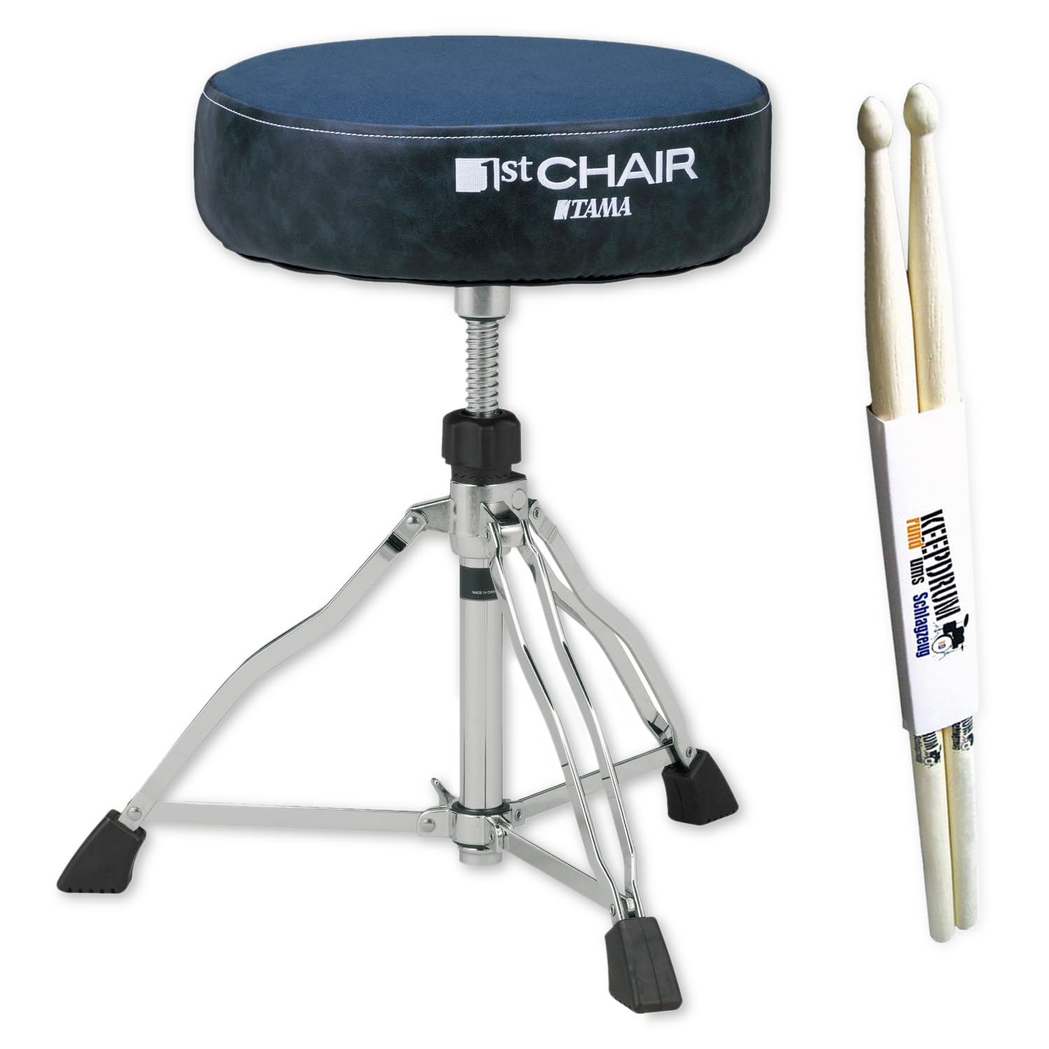 Tama HT430CVNB - Taburete para batería (1ª silla, asiento redondo, edición limitada, incluye baquetas keepdrum), color azul