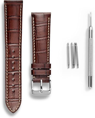 Miniatura 3 de WOCCI Watch Bands, Italian Leather, Embossed Alligator Grain, Choose Color & Width 14mm 18mm 19mm 20mm 21mm 22mm
