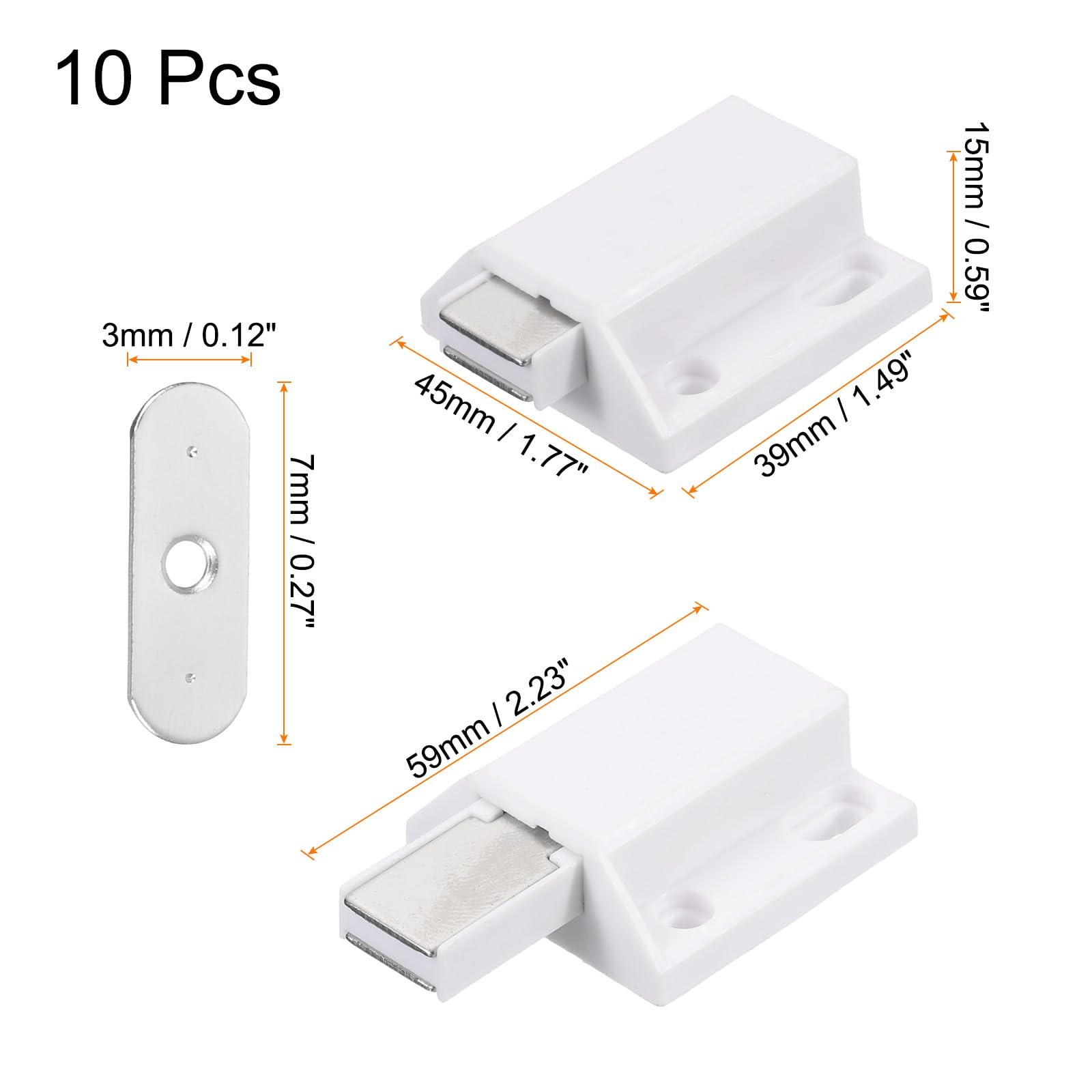Sourcingmap Glass Door Magnetic Touch Catch Latch Closure Plastic White 10pcs, 5-8mm 4Set - Image 2