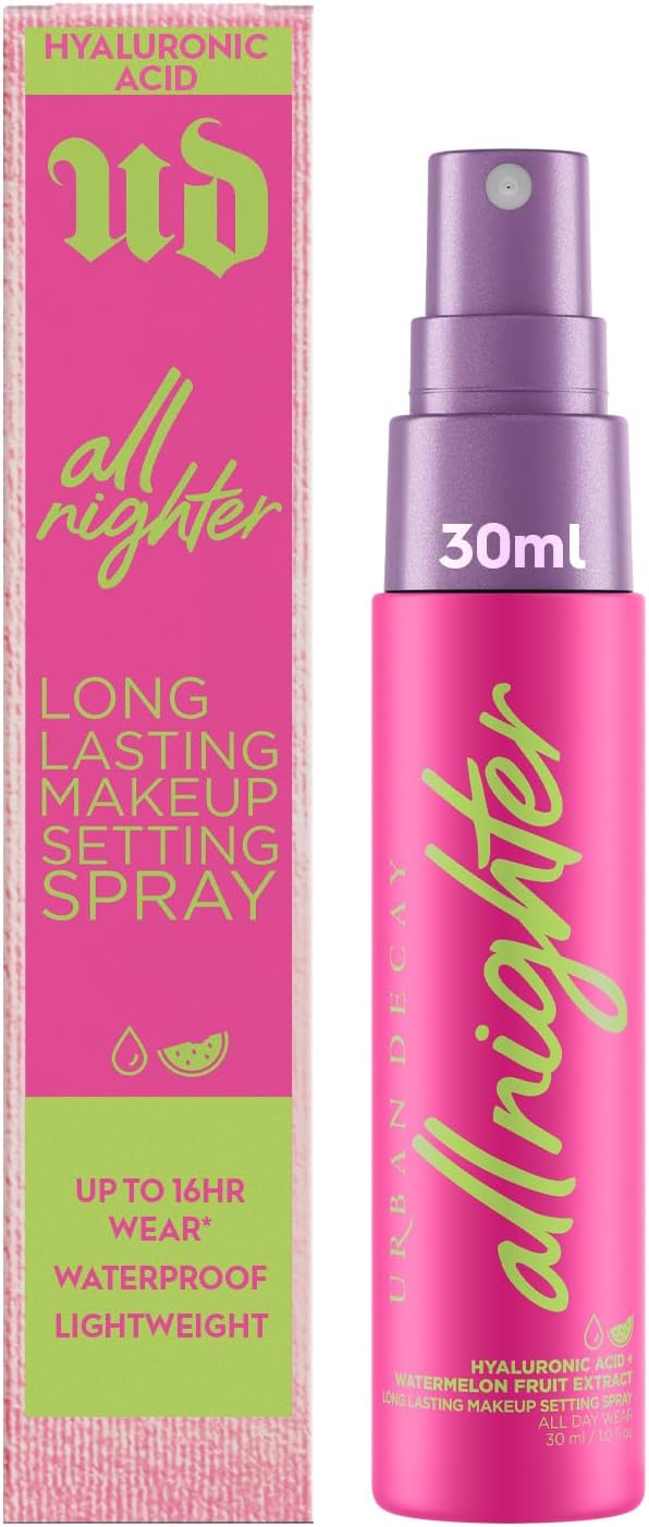 All Nighter Hyaluronic Setting Spray, Up to 8-Hour Hydration, Waterproof, Sweat-Resistant, Vegan Formula with Watermelon Extract