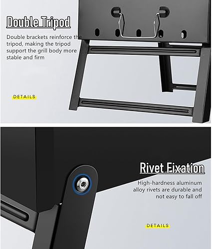 Miniatura 5 de Parrilla de barbacoa portátil, plegable, de carbón al aire libre, mesa de escritorio, acero inoxidable, ahumador, barbacoa de carbón para