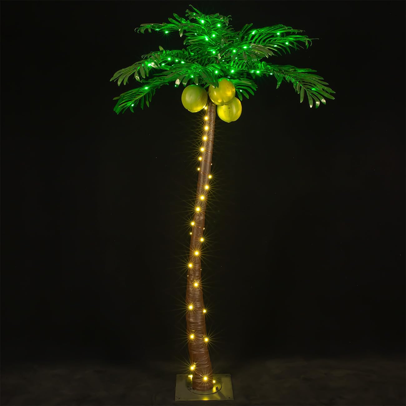 TYBEEU 5ft Lighted Palm Tree with 136 LED Lights & Glowing Coconuts, Dimmable, Decorative Artificial Tree for Indoor & Outdoor Use, Perfect for Home, Garden, Patio, Summer, Tropical Party & Holiday