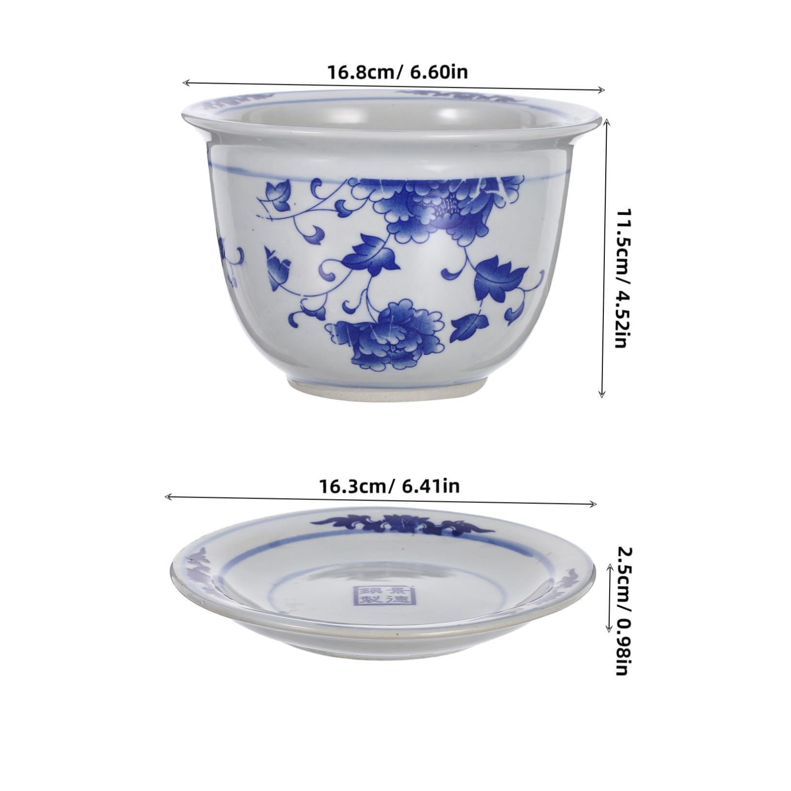 Ceramicznych Doniczek z Podstawką Elegancka Osłonka Rośliny Doniczkowe Antyczny z Tradycyjnym Wzorem Idealna Do Storczyków i Sukulentów Dekoracja Wnętrz Biura Balkonu i Ogrodu