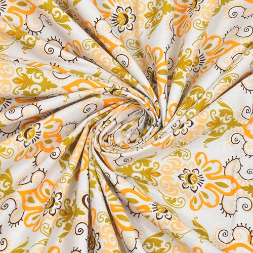 Image of RajasthaniKart Pure 100% Cotton 240 TC King Size BEDSHEET with 2 Pillow Cover - 90X108 (Suitable for King Size Bed Sheet or Double Bed, Yellow) PSP136