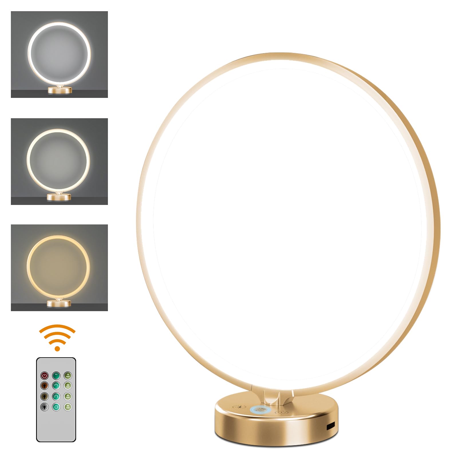Light Therapy Lam,Sun Lamp 10000 Lux with 3 Color Temperatures, Stepless Brightness, Timer & Memory Function, Daylight Lamp with Remote Control,Full Spectrum Light for Home, Office,Decoration-Gold