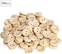 Vista 6 de Botones de madera, 100 botones decorativos de ropa, botones de costura de doble agujero, para manualidades, costura, ropa, tejer, hacer tarjetas