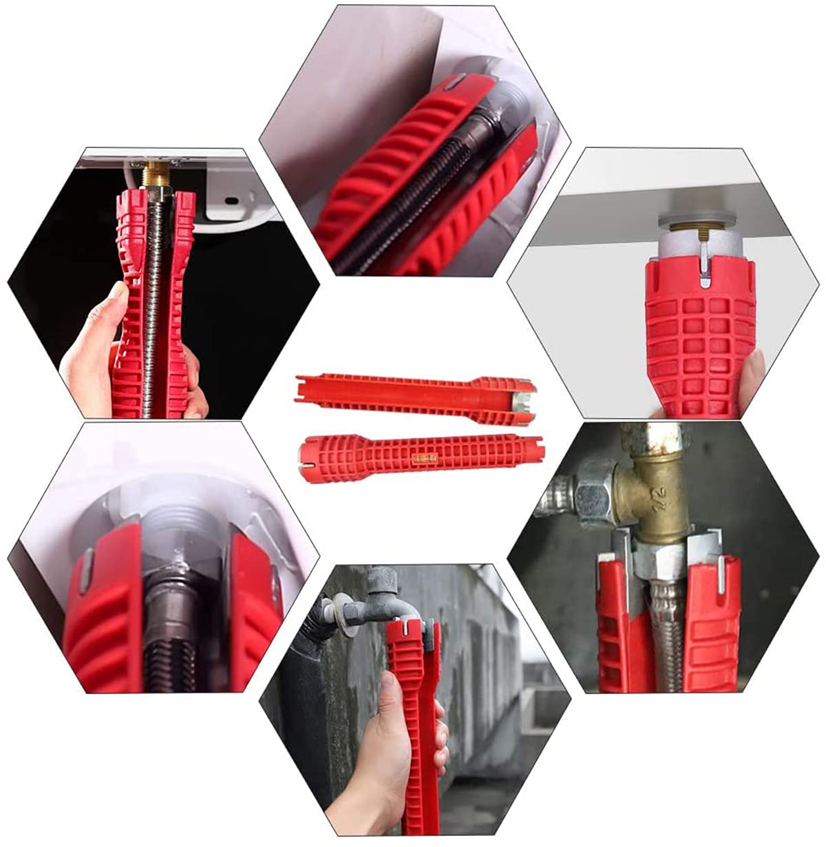 Duories Spoelsleutel, kraansleutel, multifunctionele waterkraan, wastafel, installatiesleutel, sanitair gereedschap voor keuken, badkamer, toiletpot, waterleiding, sanitair reparatiegereedschap Duories Spoelsleutel, kraansleutel, multifunctionele waterkraan, wastafel, installatiesleutel, sanitair gereedschap voor keuken, badkamer, toiletpot, waterleiding, sanitair reparatiegereedschap