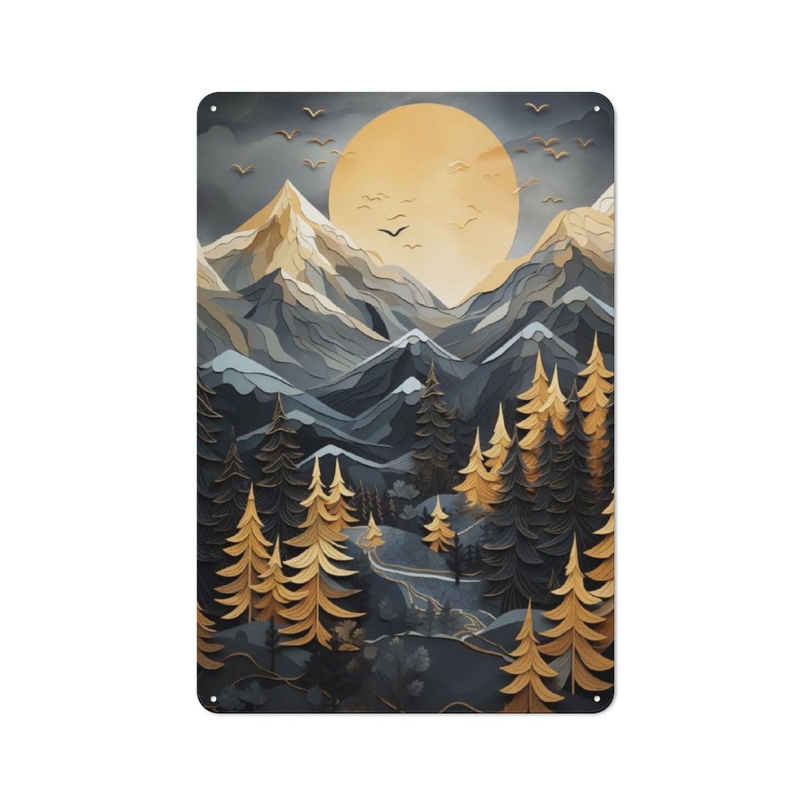 Junmoney Mist Misty Pines Tin Sign 30X20cm With For Pub Or Café, Rustic Decor, For Kitchen, Dining Room And Home Bar Wall Decor