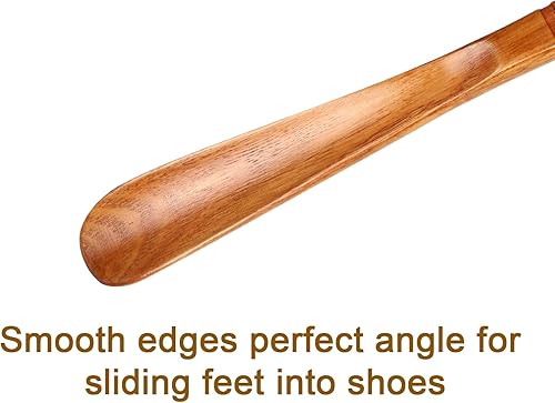 Miniatura 4 de Bocina de madera de alta calidad, 2 calzadores duraderos, de mango largo de 13 pulgadas, cucharas de ayuda para personas mayores, niños, embarazo,