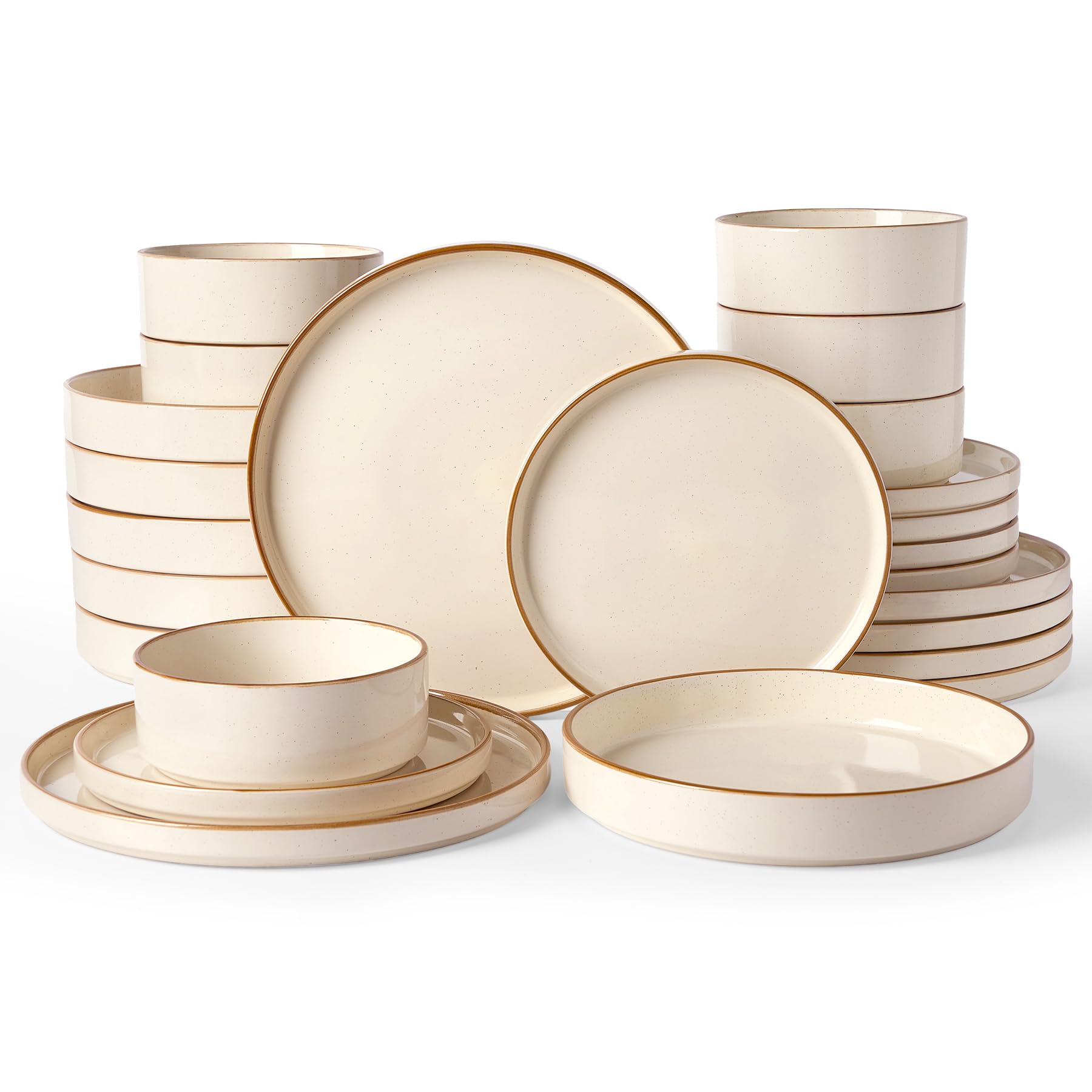 Famiware Nebula 24-Piece Stoneware Dinnerware Set with Pasta Bowls