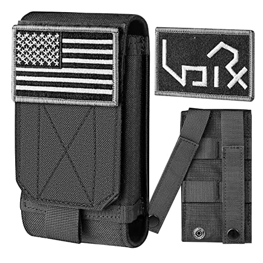 Urvoix Molle Phone Pouch for Belt, Tacitcal Cell Phone Holster Bag Cover Case for iPhone 16 Pro Max/15 Plus, with Patches