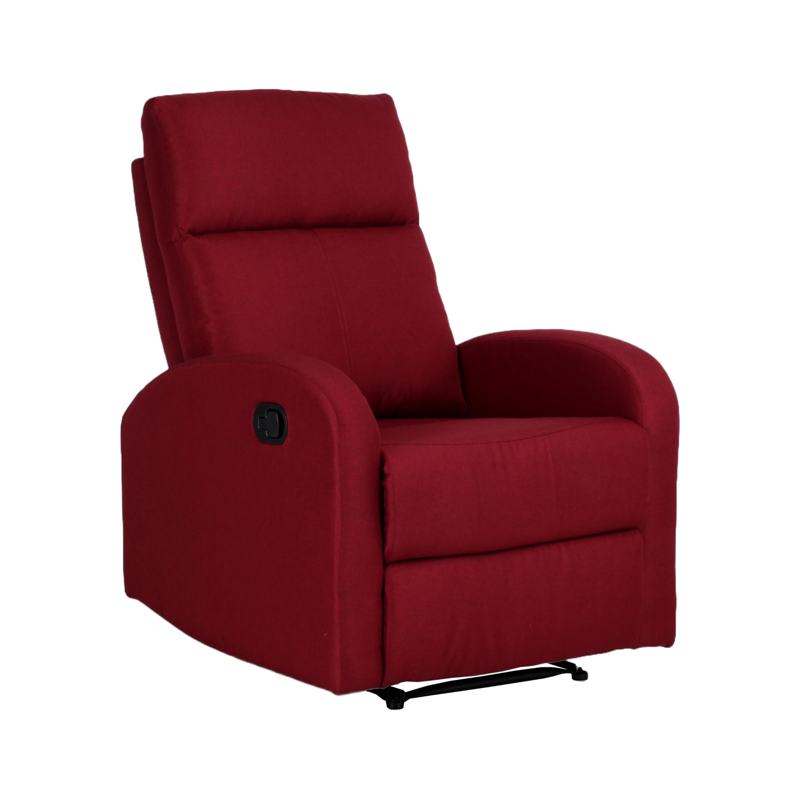 Totò Piccinni Poltrona Relax Reclinabile EUREKA, Manuale con Maniglia Laterale, Struttura in Legno, Imbottita ed Ergonomica, Ideale per Anziani e Soggiorno (Tessuto Bordeaux)