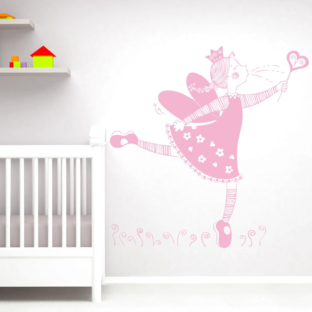 Sticker enfant ballerine rose 70x70cm pour décorer les murs sans peinture ni traces