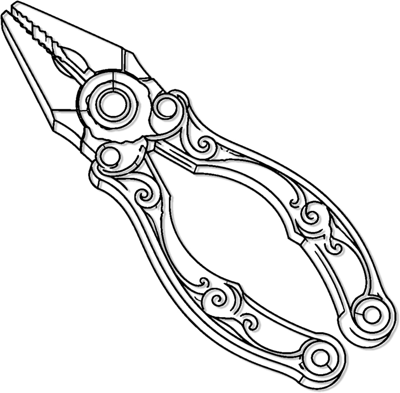 Ornate Swirl Pattern Pliers Shaped Metal Wall Art WallArt Decor Metal Outdoor Decor Metal Signs Victorian Style Metal Wall Sculpture Elegant Exquisite Wall Decoration for Living Room Bedroom Office Black 12in