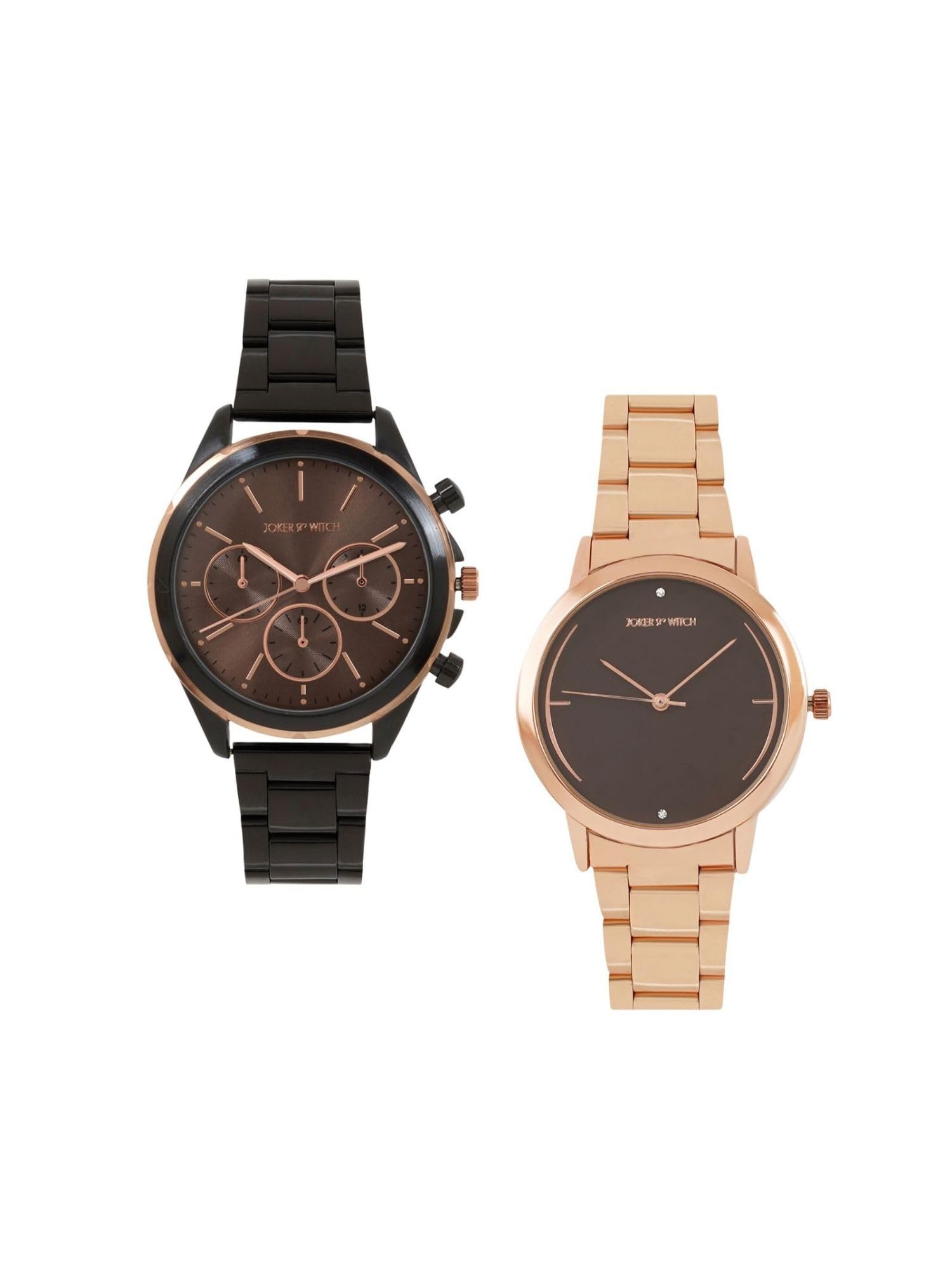 Joker & Witch Stainless Steel Joker And Witch Natasha & Elon Couple Analogue Watches, Brown Dial, Rose Gold Band (B0CD2KWXHJ) Amazon Price History, Amazon Price Tracker