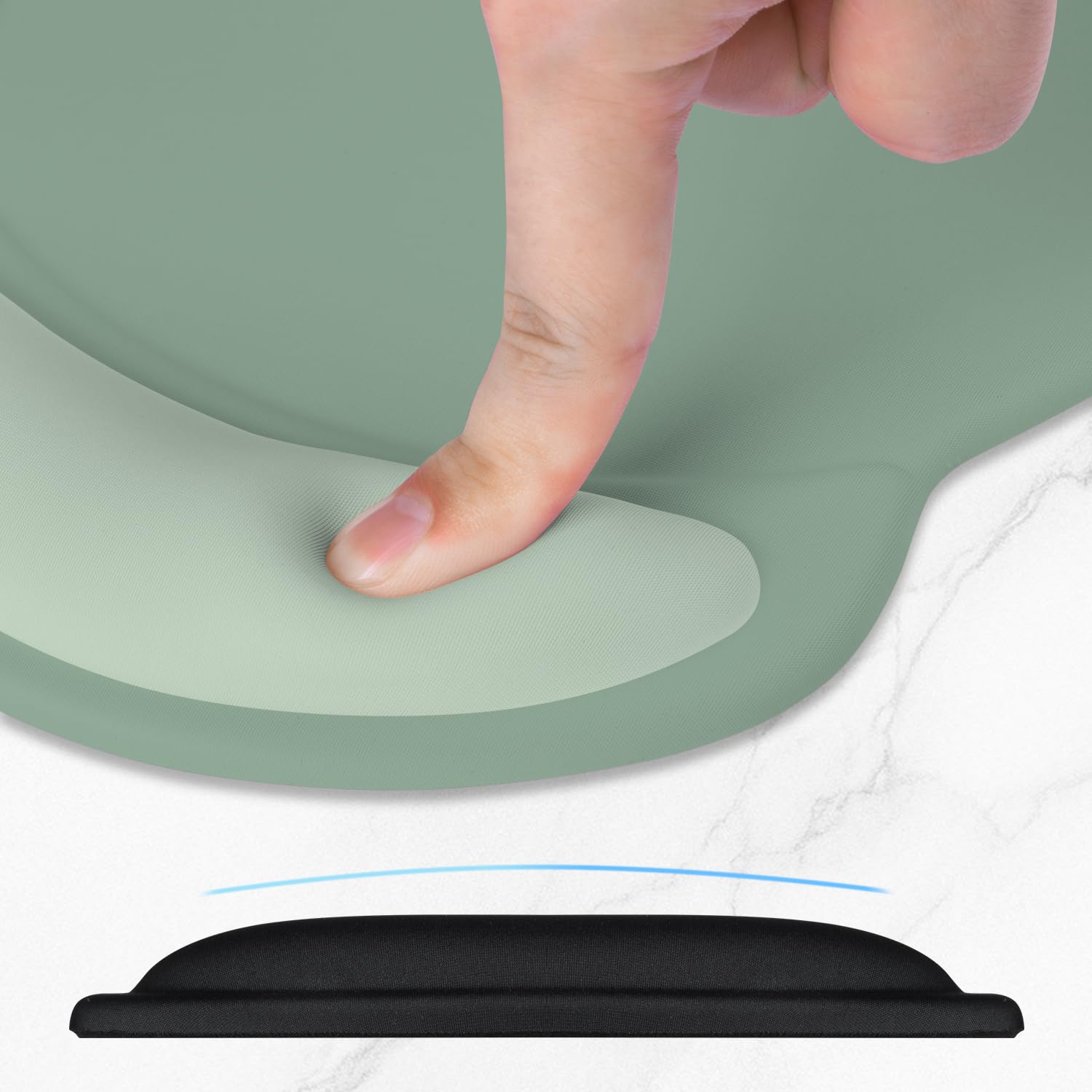 ITNRSIIET Ergonomic Mouse Pad with Comfort Gel Wrist Rest, Non-Slip PU Base, Smooth Textured Surface, Reduces Hand Fatigue & Wrist Pain, 220 x 180 mm for Office Gaming Home, Sage Mint Gradient - 4