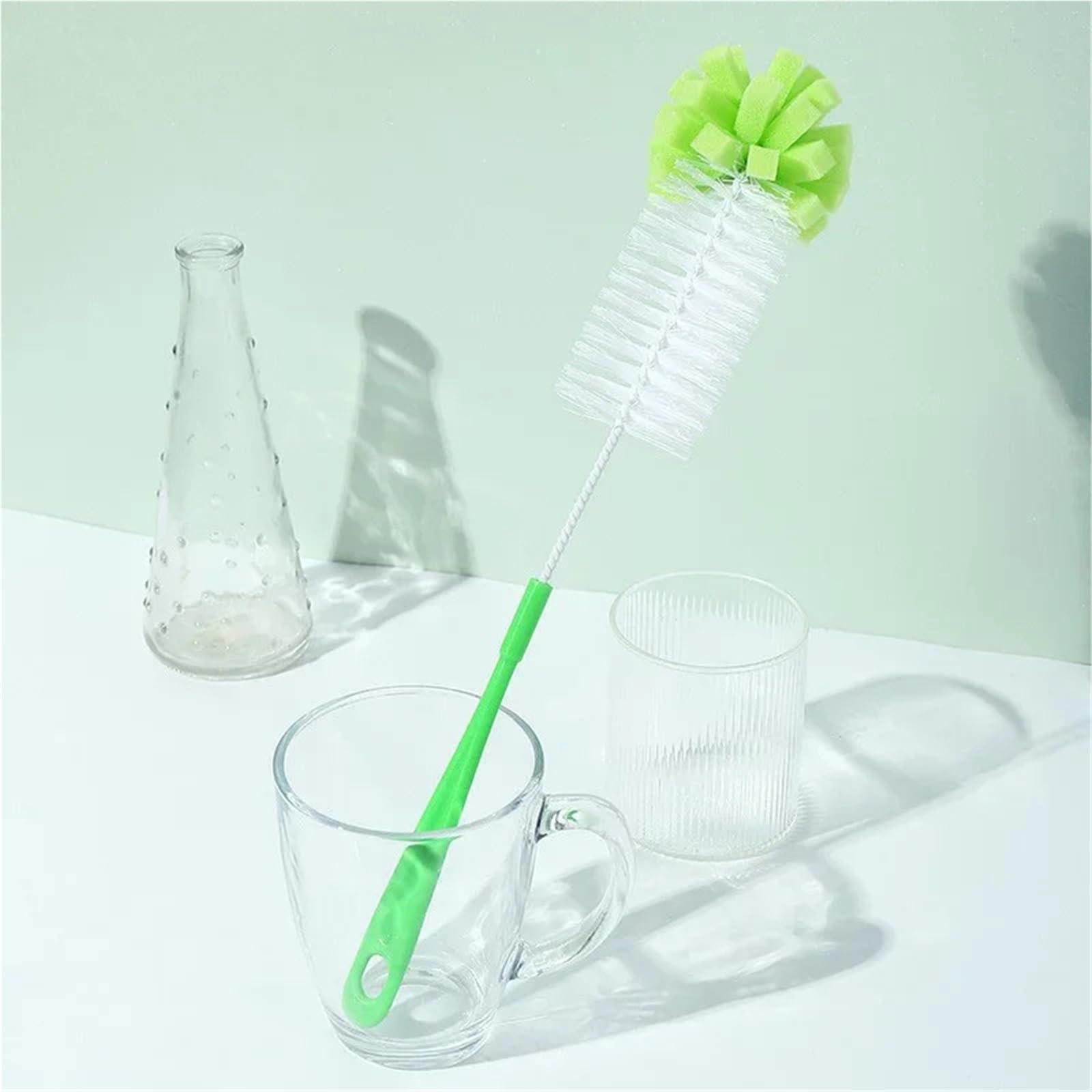 Flaschenbürste Tassenbürste mit langem Griff, Milchflasche, Teewäscher, Reinigungsschwamm, rotierendes Waschen for schmalen Hals für die Küche(Color 7)